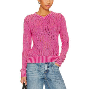 Central Park West Womens Sweater Long Sleeve V-Neck Semi Sheer Pink Size S NWT